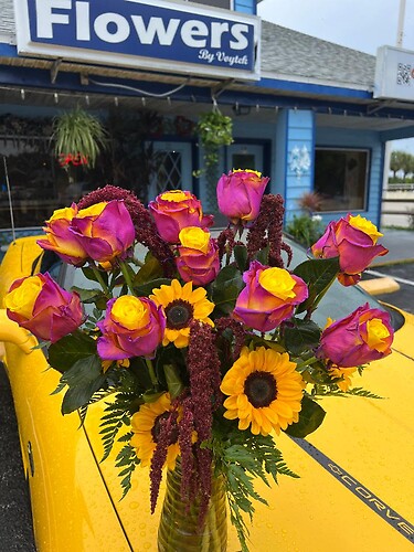 colored  rose and  sunflowers