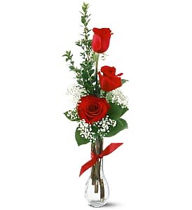 3 Red Roses in a bud vase