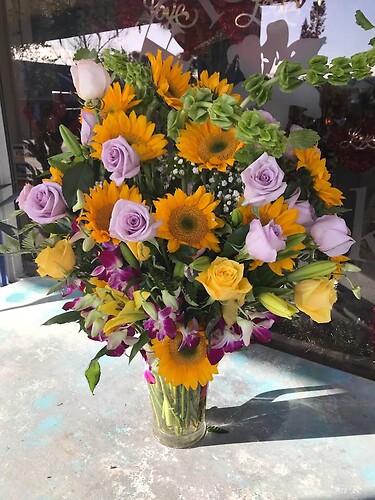 sunflowers &amp; lavender roses
