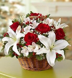 lilies &amp; roses basket